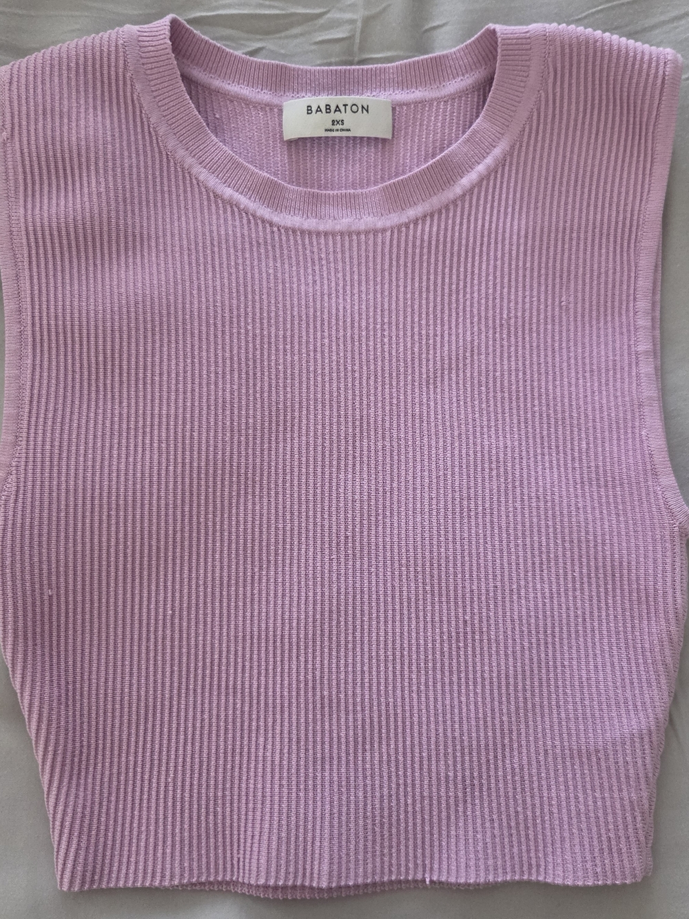 Babaton Pink Ribbed Sleeveless Knit Top